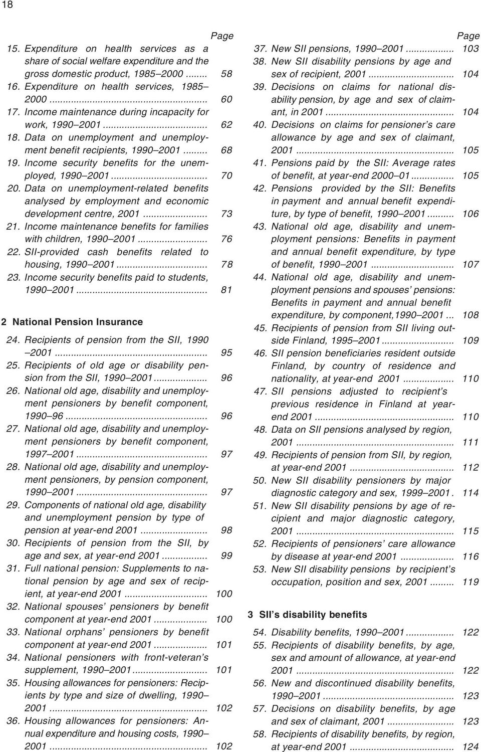 .. 70 20. Data on unemployment-related benefits analysed by employment and economic development centre, 2001... 73 21. Income maintenance benefits for families with children, 1990 2001... 76 22.