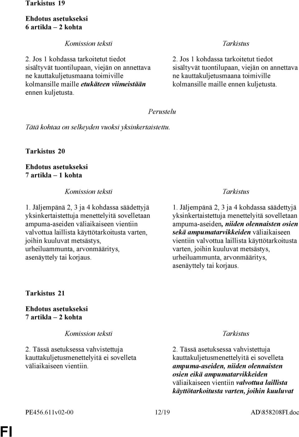 Jäljempänä 2, 3 ja 4 kohdassa säädettyjä yksinkertaistettuja menettelyitä sovelletaan ampuma-aseiden väliaikaiseen vientiin valvottua laillista käyttötarkoitusta varten, joihin kuuluvat metsästys,