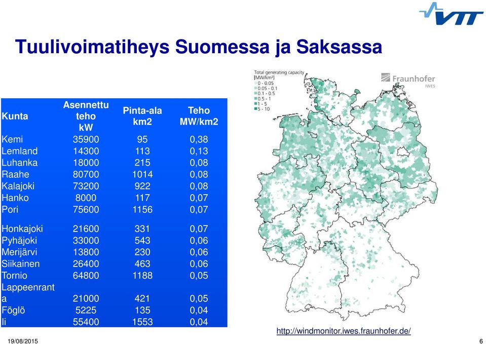 Honkajoki 21600 331 0,07 Pyhäjoki 33000 543 0,06 Merijärvi 13800 230 0,06 Siikainen 26400 463 0,06 Tornio 64800 1188