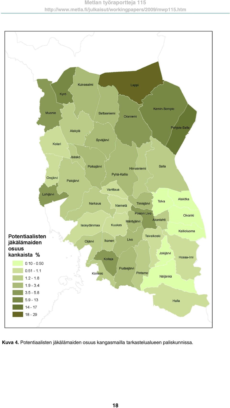 jäkälämaiden osuus