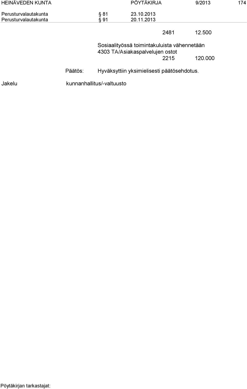 500 Sosiaalityössä toimintakuluista vähennetään 4303