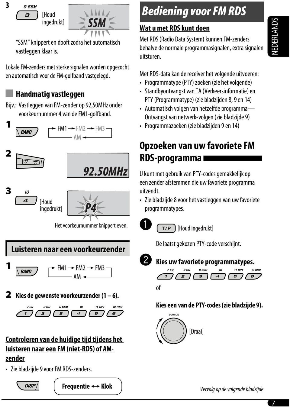 1 Bediening voor FM RDS Wat u met RDS kunt doen Met RDS (Radio Data System) kunnen FM-zenders behalve de normale programmasignalen, extra signalen uitsturen.