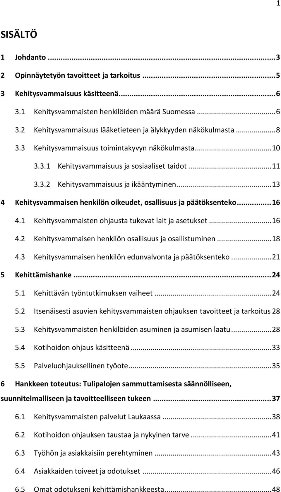 .. 13 4 Kehitysvammaisen henkilön oikeudet, osallisuus ja päätöksenteko... 16 4.1 Kehitysvammaisten ohjausta tukevat lait ja asetukset... 16 4.2 Kehitysvammaisen henkilön osallisuus ja osallistuminen.