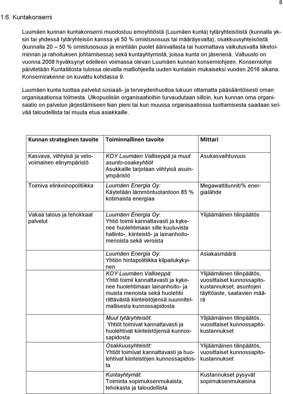 osakkuusyhteisöistä (kunnalla 20 50 % omistusosuus ja enintään puolet äänivallasta tai huomattava vaikutusvalta liiketoiminnan ja rahoituksen johtamisessa) sekä kuntayhtymistä, joissa kunta on