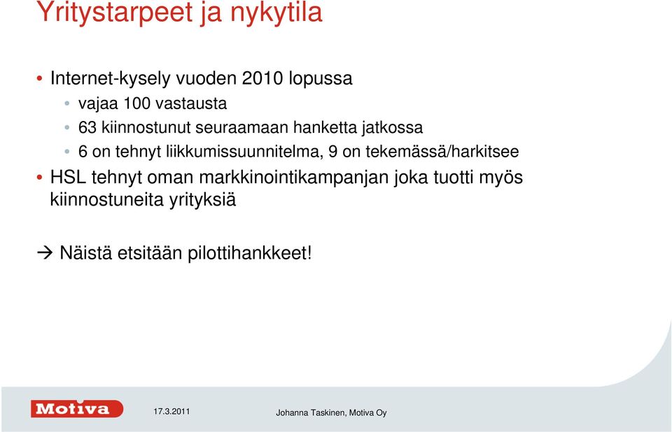 liikkumissuunnitelma, 9 on tekemässä/harkitsee HSL tehnyt oman
