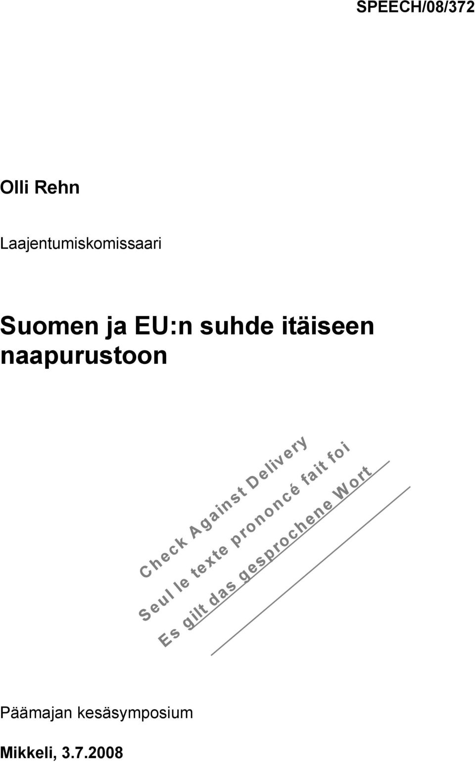 EU:n suhde itäiseen naapurustoon