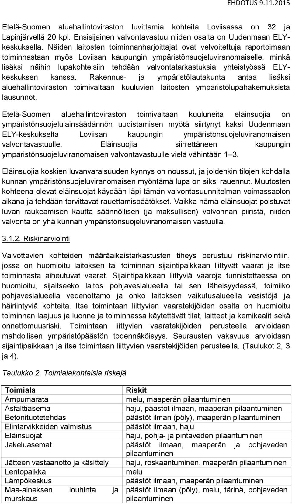 valvontatarkastuksia yhteistyössä ELYkeskuksen kanssa. Rakennus- ja ympäristölautakunta antaa lisäksi aluehallintoviraston toimivaltaan kuuluvien laitosten ympäristölupahakemuksista lausunnot.