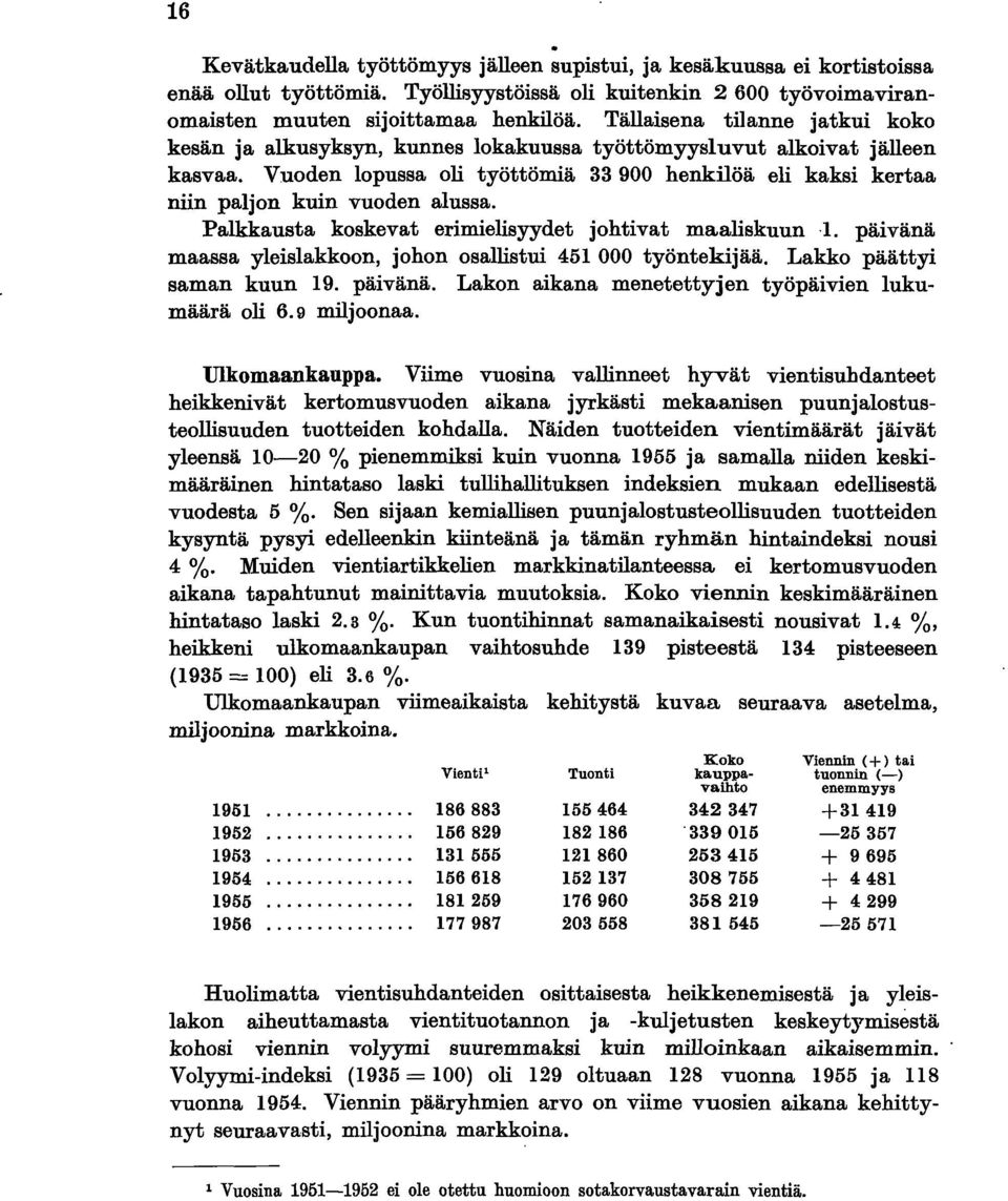 Vuoden lopussa oli työttömiä 33900 henkilöä eli kaksi kertaa niin paljon kuin vuoden alussa. Palkkausta koskevat erimielisyydet johtivat maaliskuun 1.