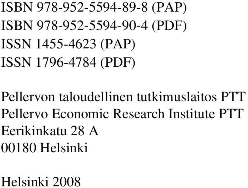 taloudellinen tutkimuslaitos PTT Pellervo Economic