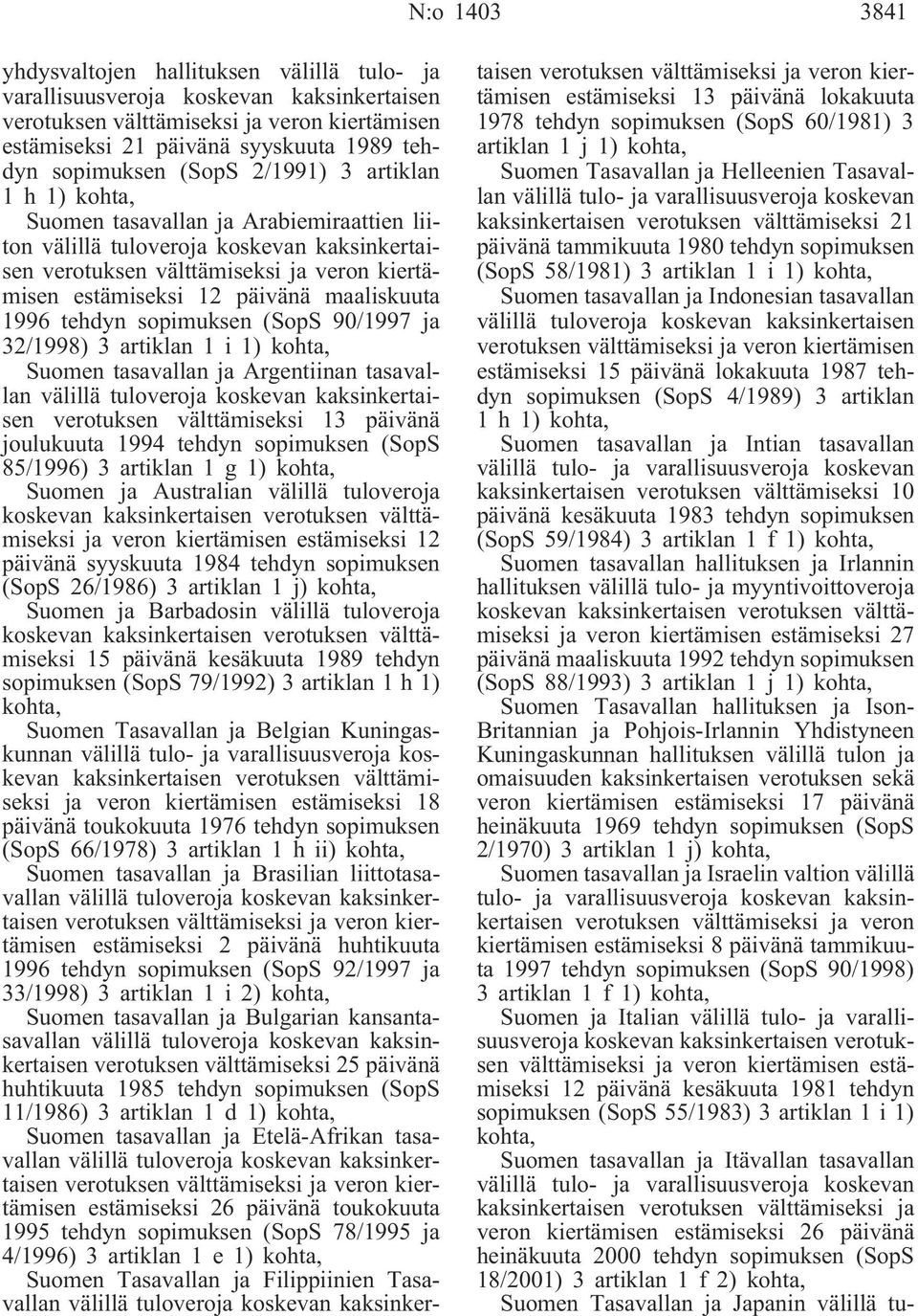 verotuksen välttämiseksi 13 päivänä joulukuuta 1994 tehdyn sopimuksen (SopS 85/1996) 3 artiklan 1 g 1) kohta, Suomen ja Australian välillä tuloveroja koskevan kaksinkertaisen verotuksen välttämiseksi