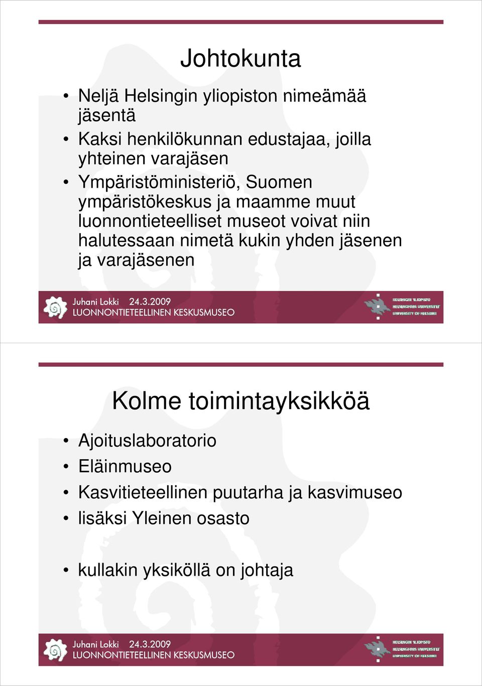 niin halutessaan nimetä kukin yhden jäsenen ja varajäsenen Kolme toimintayksikköä Ajoituslaboratorio