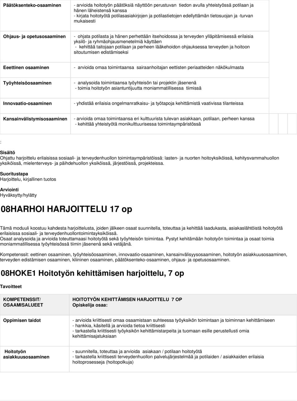 käyttäen - kehittää taitojaan potilaan ja perheen lääkehoidon ohjauksessa terveyden ja hoitoon sitoutumisen edistämiseksi Eeettinen osaaminen - arvioida omaa toimintaansa sairaanhoitajan eettisten