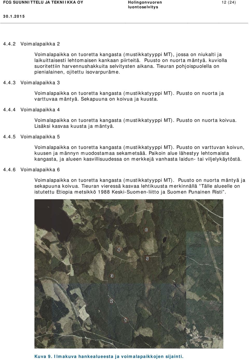 Voimalapaikka on tuoretta kangasta (mustikkatyyppi MT). Puusto on nuorta ja varttuvaa mäntyä. Sekapuuna on koivua ja kuusta. Voimalapaikka on tuoretta kangasta (mustikkatyyppi MT).