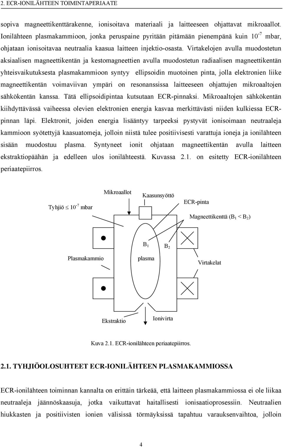 Virtakelojen avulla muodostetun aksiaalisen magneettikentän ja kestomagneettien avulla muodostetun radiaalisen magneettikentän yhteisvaikutuksesta plasmakammioon syntyy ellipsoidin muotoinen pinta,