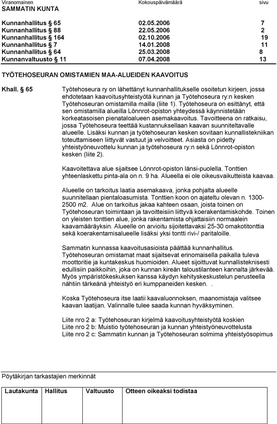 65 Työtehoseura ry on lähettänyt kunnanhallitukselle osoitetun kirjeen, jossa ehdotetaan kaavoitusyhteistyötä kunnan ja Työtehoseura ry:n kesken Työtehoseuran omistamilla mailla (liite 1).