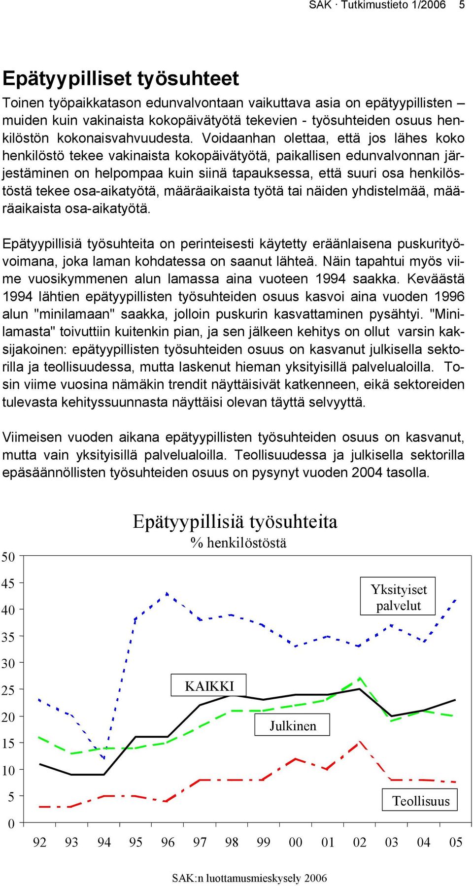 Voidaanhan olettaa, että jos lähes koko henkilöstö tekee vakinaista kokopäivätyötä, paikallisen edunvalvonnan järjestäminen on helpompaa kuin siinä tapauksessa, että suuri osa henkilöstöstä tekee