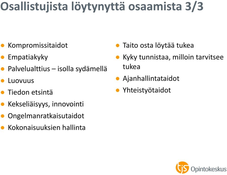 innovointi Ongelmanratkaisutaidot Kokonaisuuksien hallinta Taito osta