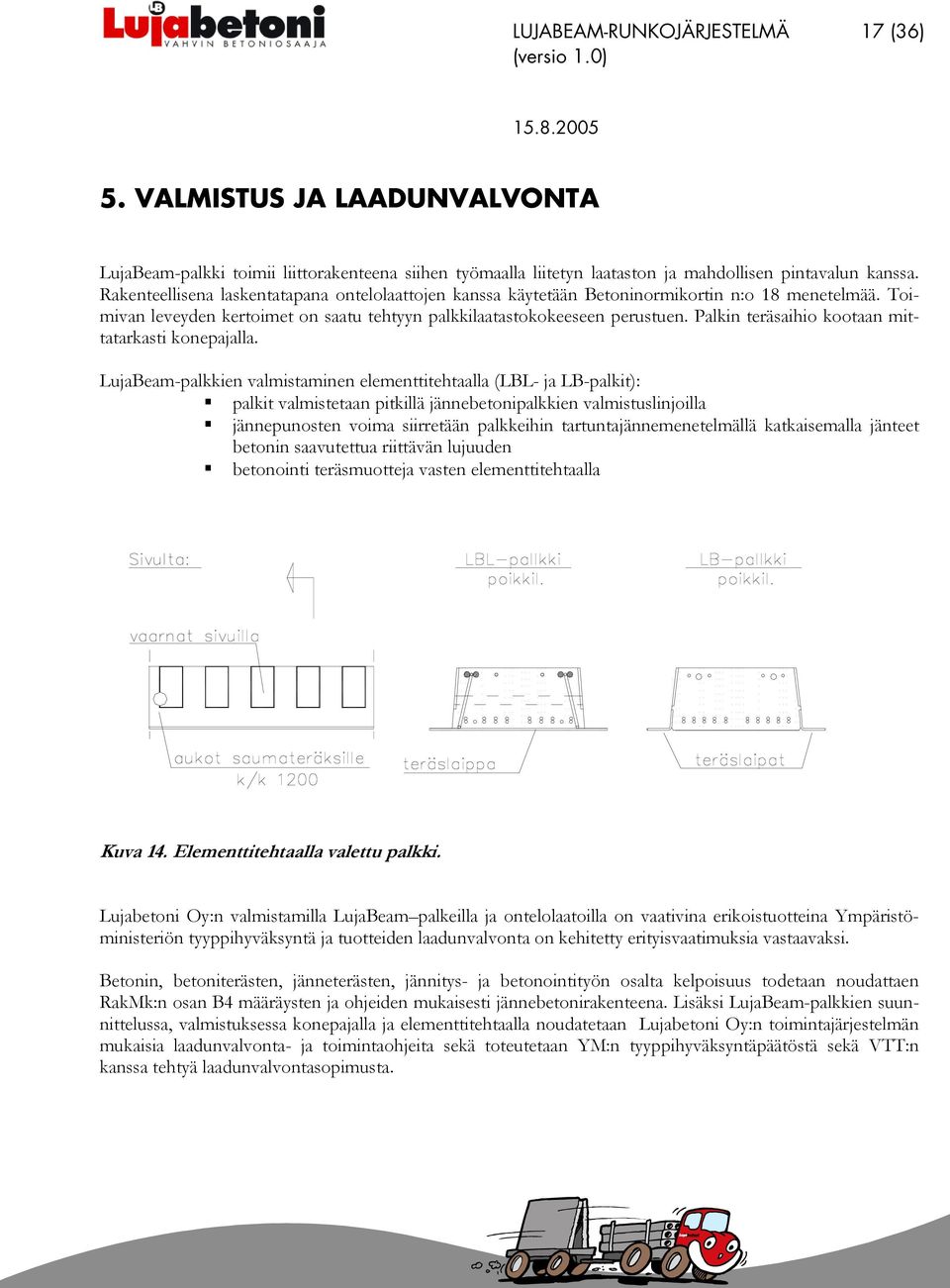 LujaBeam-paen vamstamnen eementttehtaaa (LBL- ja LB-pat): pat vamstetaan ptä jännebetonpaen vamstusnjoa jännepunosten voma srretään paehn tartuntajännemenetemää atasemaa jänteet betonn saavutettua