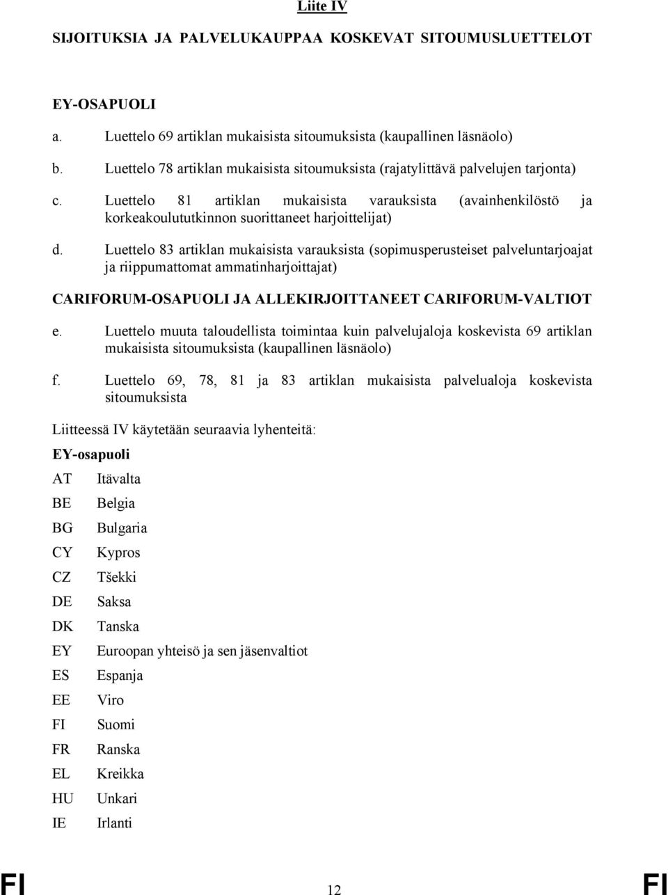 Luettelo 81 artiklan mukaisista varauksista (avainhenkilöstö ja korkeakoulututkinnon suorittaneet harjoittelijat) d.