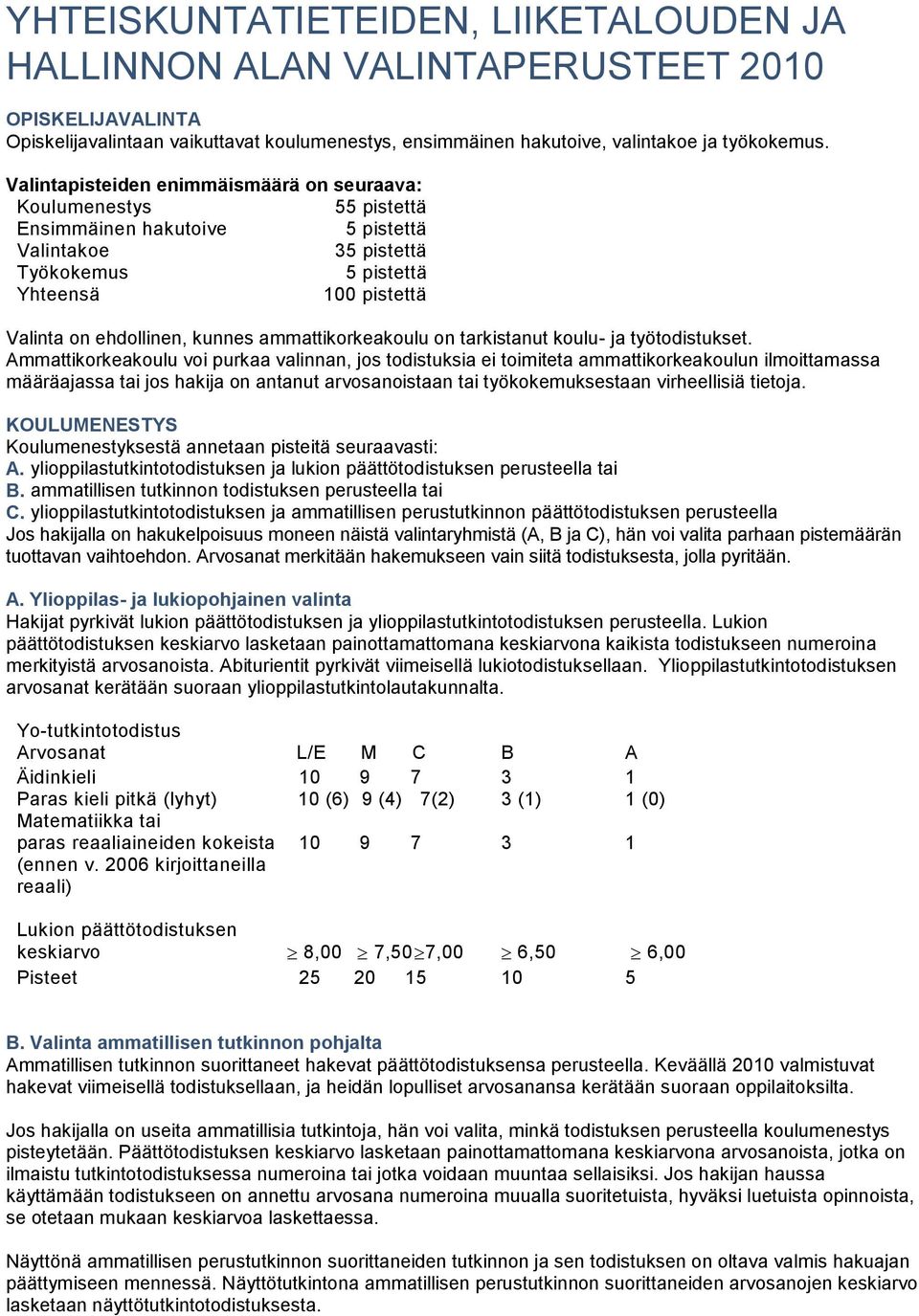 ammattikorkeakoulu on tarkistanut koulu- ja työtodistukset.