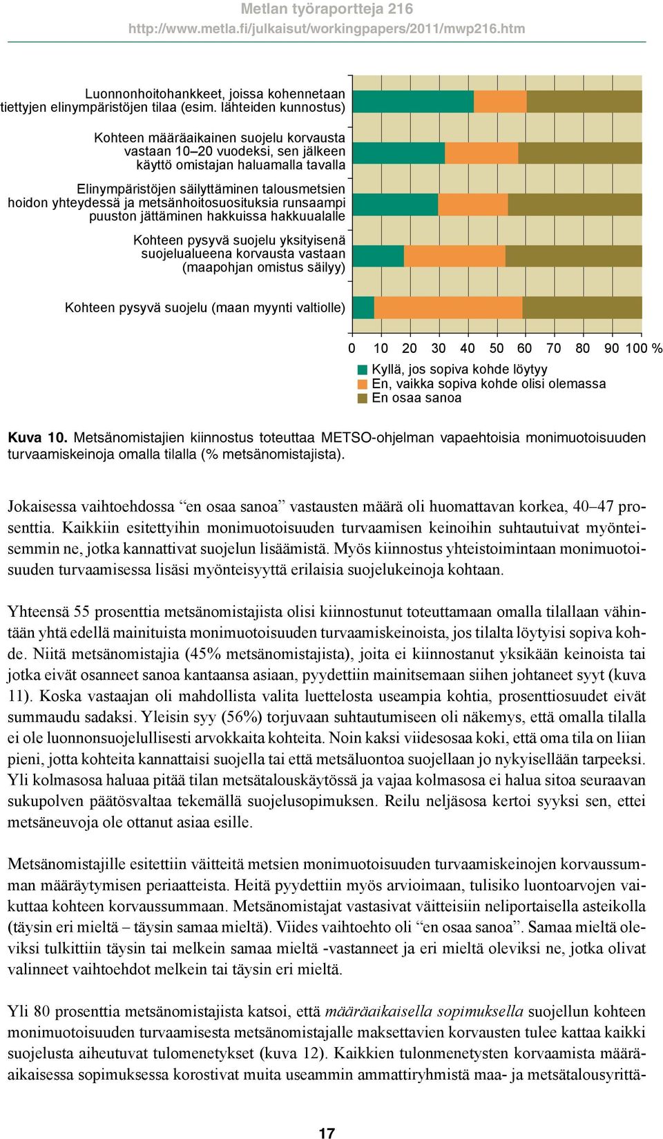 metsänhoitosuosituksia runsaampi puuston jättäminen hakkuissa hakkuualalle Kohteen pysyvä suojelu yksityisenä suojelualueena korvausta vastaan (maapohjan omistus säilyy) Kohteen pysyvä suojelu (maan