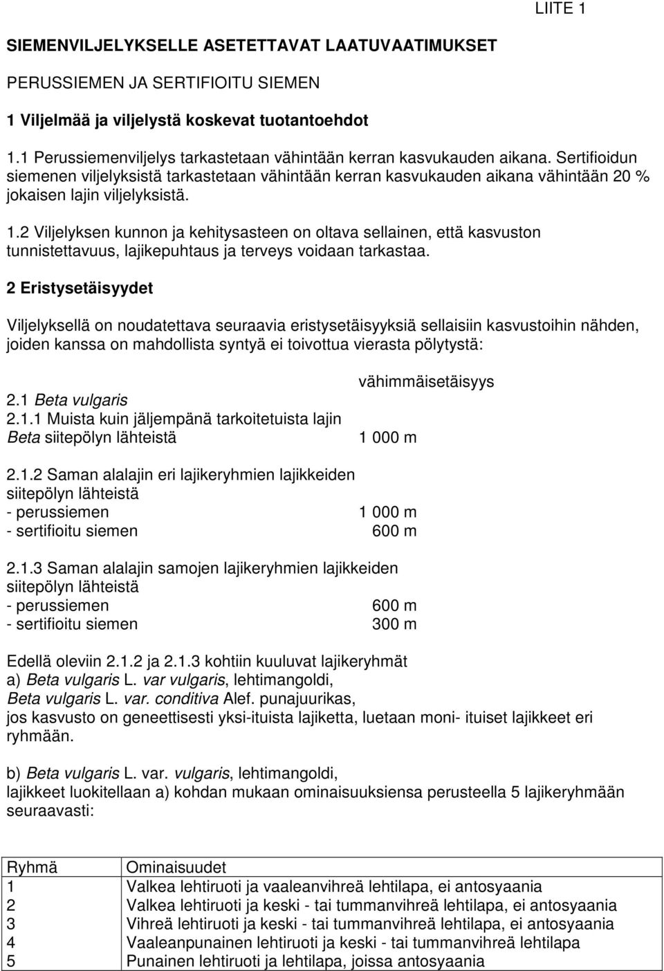 Sertifioidun siemenen viljelyksistä tarkastetaan vähintään kerran kasvukauden aikana vähintään 20 % jokaisen lajin viljelyksistä. 1.