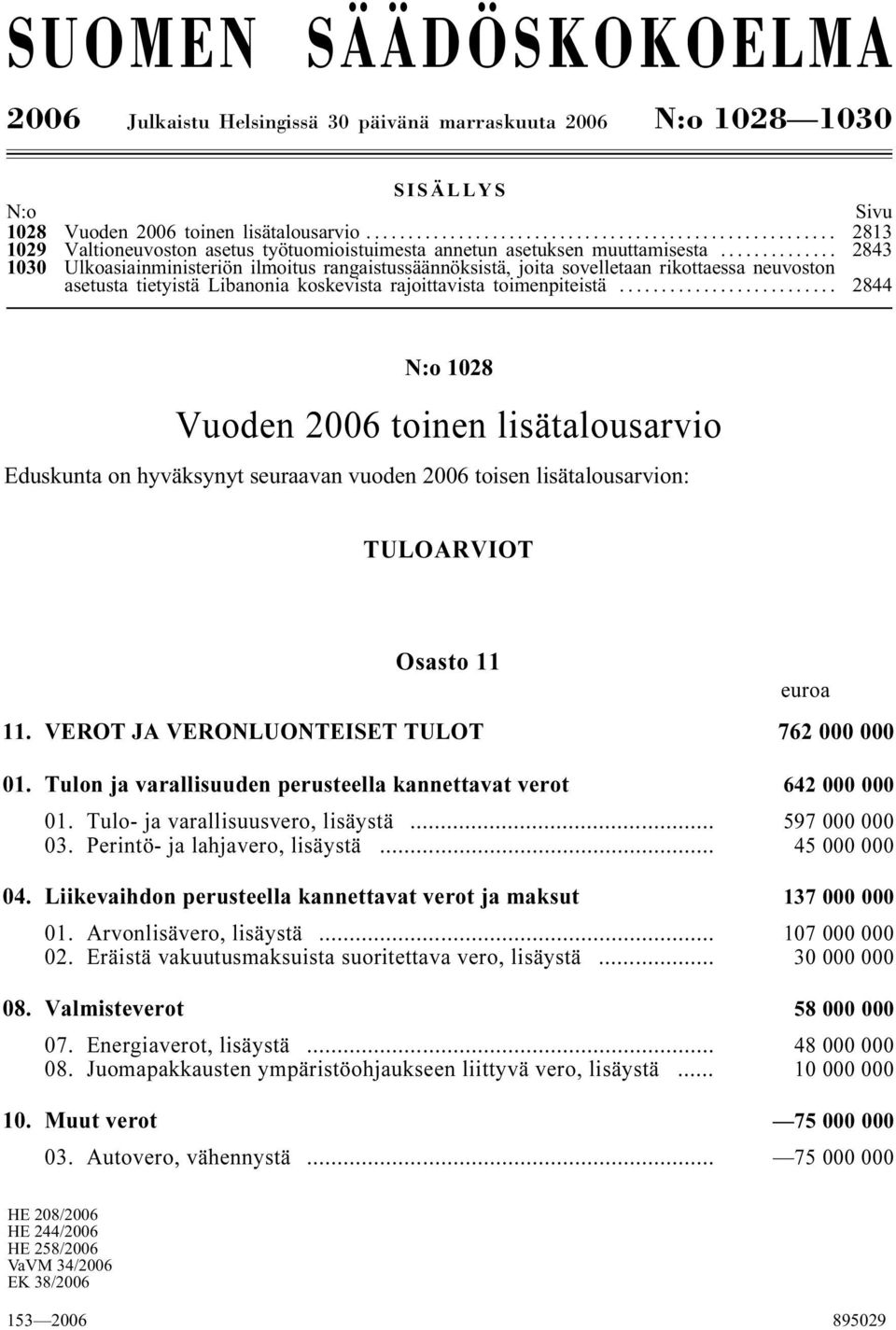 .. 2843 1030 Ulkoasiainministeriön ilmoitus rangaistussäännöksistä, joita sovelletaan rikottaessa neuvoston asetusta tietyistä Libanonia koskevista rajoittavista toimenpiteistä.