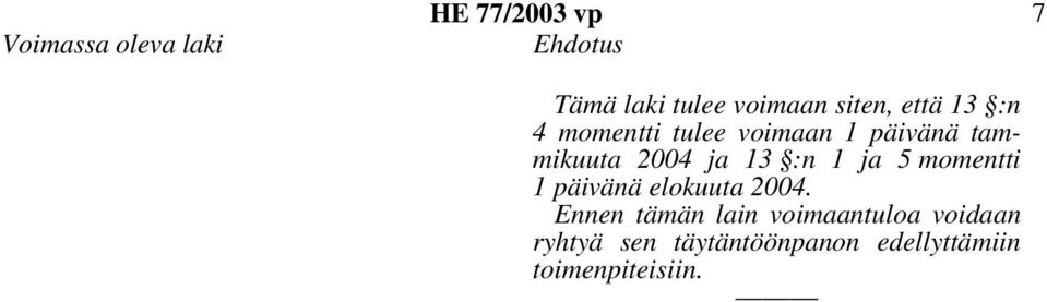 2004 ja 13 :n 1 ja 5 momentti Ennen tämän lain voimaantuloa