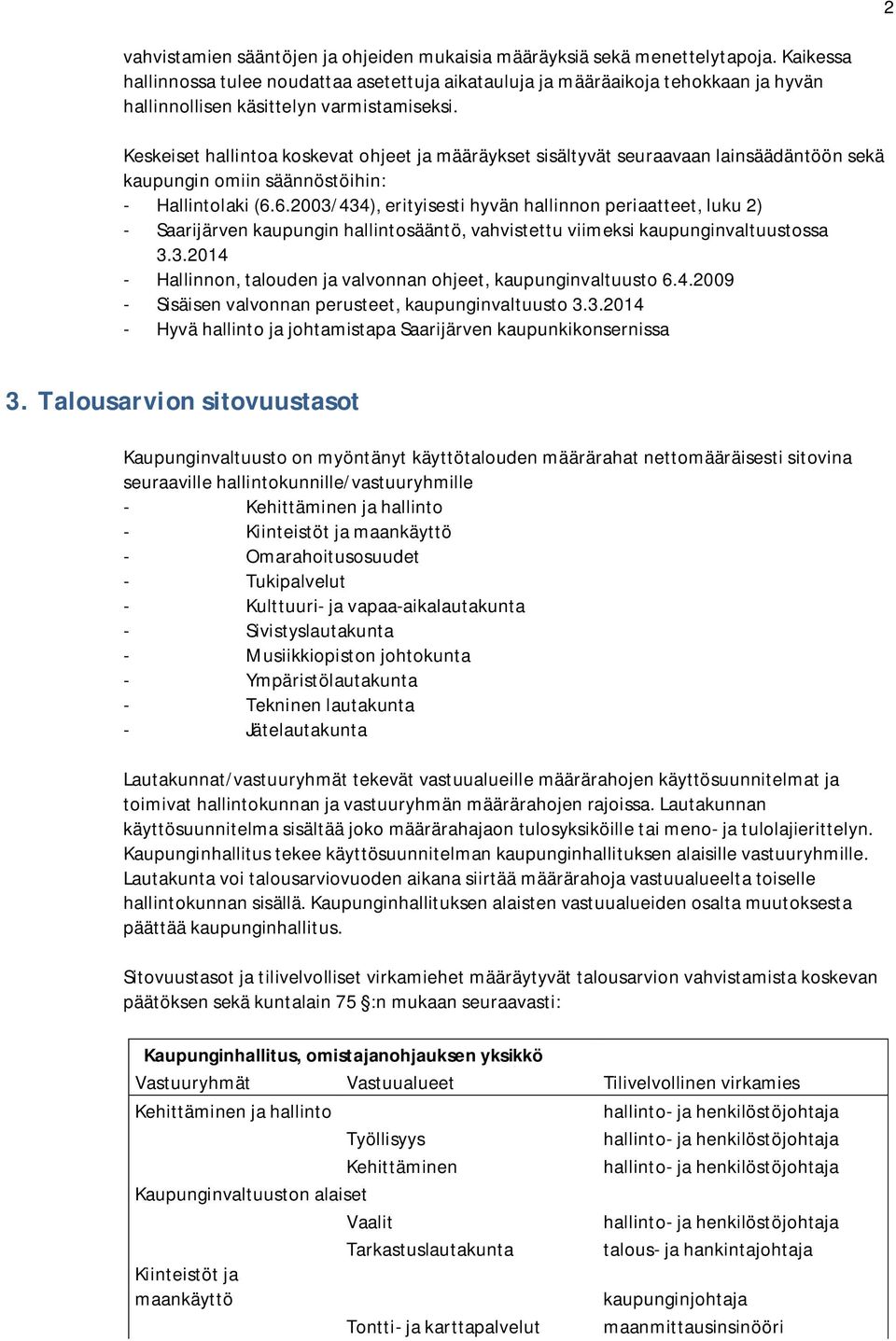 Keskeiset hallintoa koskevat ohjeet ja määräykset sisältyvät seuraavaan lainsäädäntöön sekä kaupungin omiin säännöstöihin: - Hallintolaki (6.