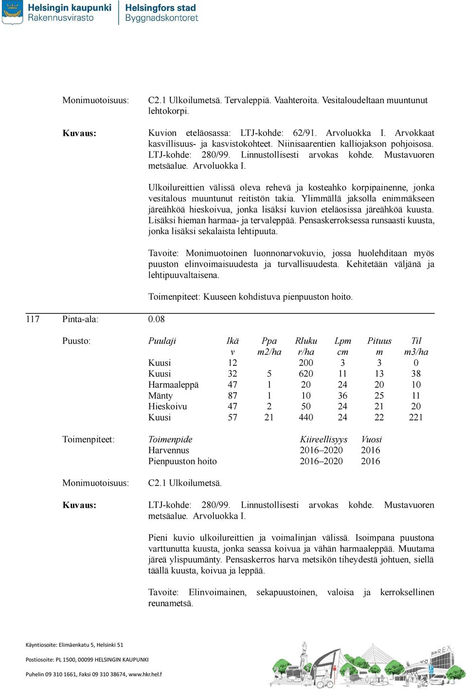 Ulkoilureittien älissä olea reheä ja kosteahko korpipainenne, jonka esitalous uuntunut reitistön takia.