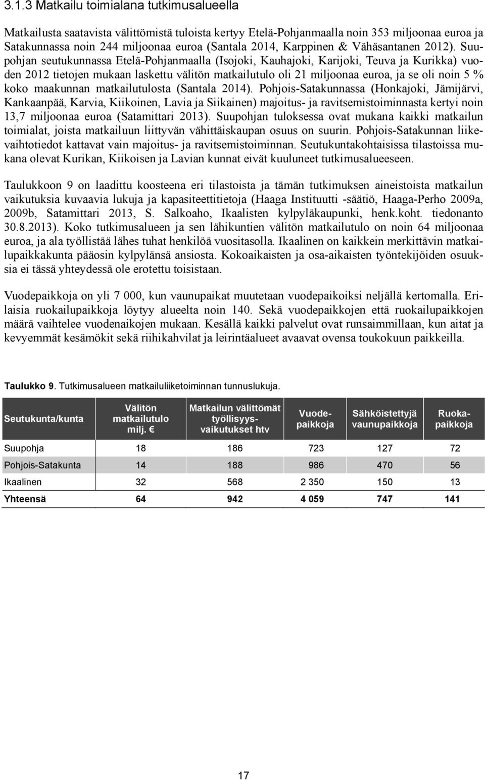 Suupohjan seutukunnassa Etelä-Pohjanmaalla (Isojoki, Kauhajoki, Karijoki, Teuva ja Kurikka) vuoden 2012 tietojen mukaan laskettu välitön matkailutulo oli 21 miljoonaa euroa, ja se oli noin 5 % koko