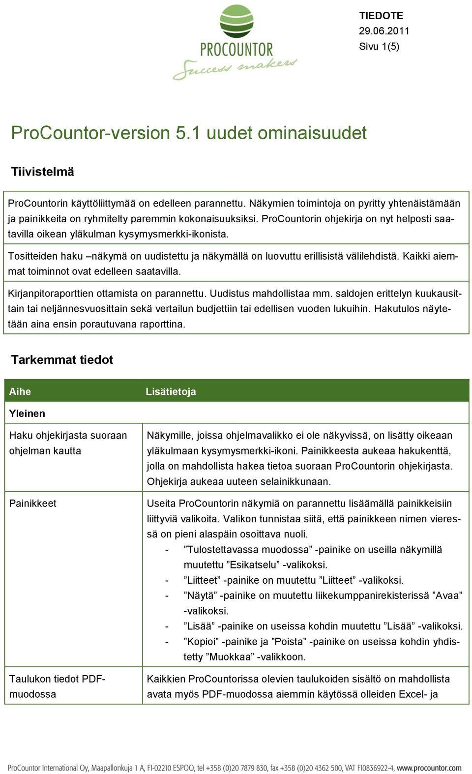 Tositteiden haku näkymä on uudistettu ja näkymällä on luovuttu erillisistä välilehdistä. Kaikki aiemmat toiminnot ovat edelleen saatavilla. Kirjanpitoraporttien ottamista on parannettu.