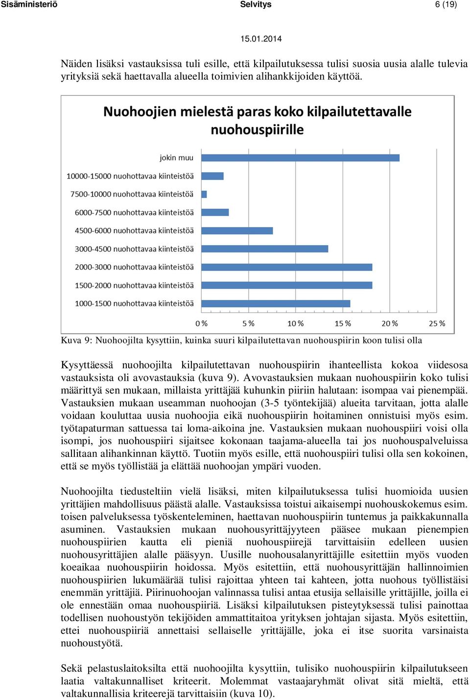 avovastauksia (kuva 9). Avovastauksien mukaan nuohouspiirin koko tulisi määrittyä sen mukaan, millaista yrittäjää kuhunkin piiriin halutaan: isompaa vai pienempää.