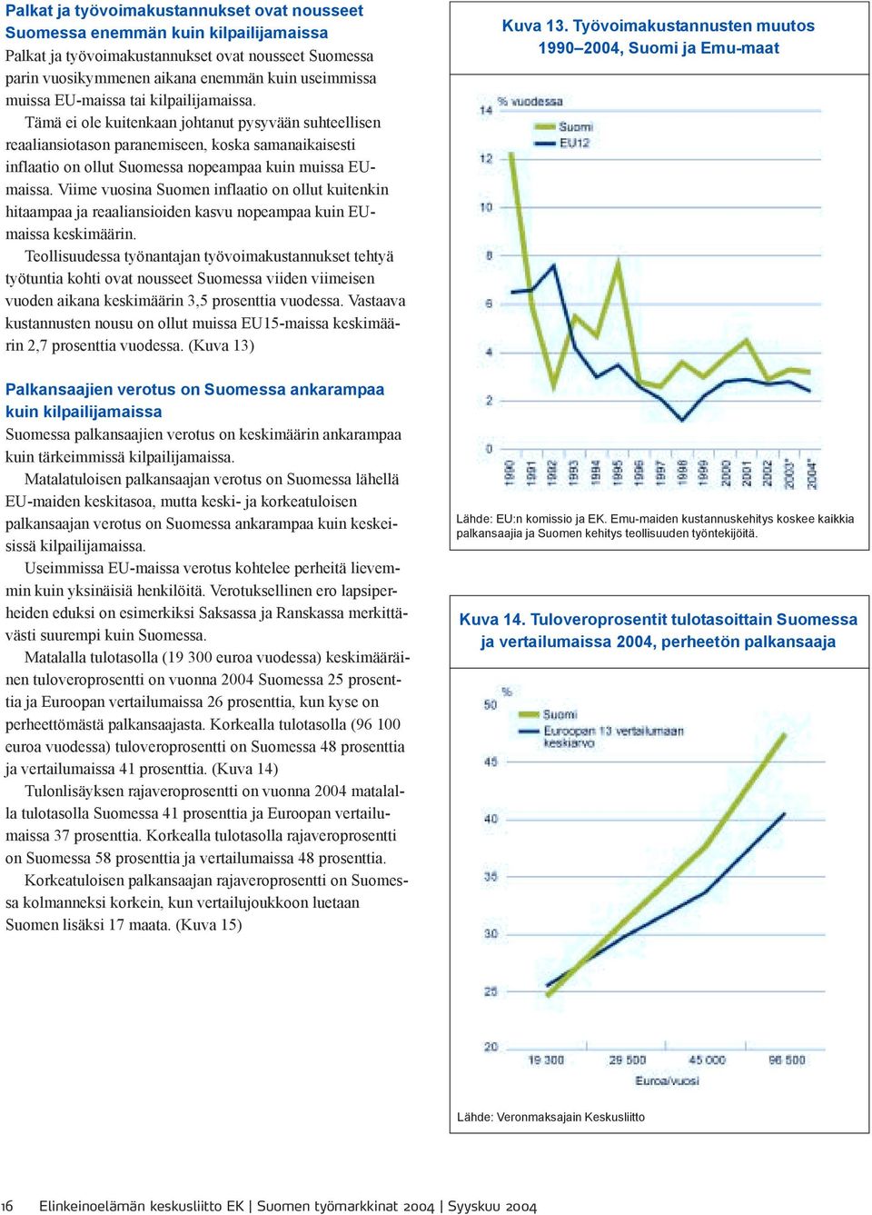 Viime vuosina Suomen inflaatio on ollut kuitenkin hitaampaa ja reaaliansioiden kasvu nopeampaa kuin EUmaissa keskimäärin.