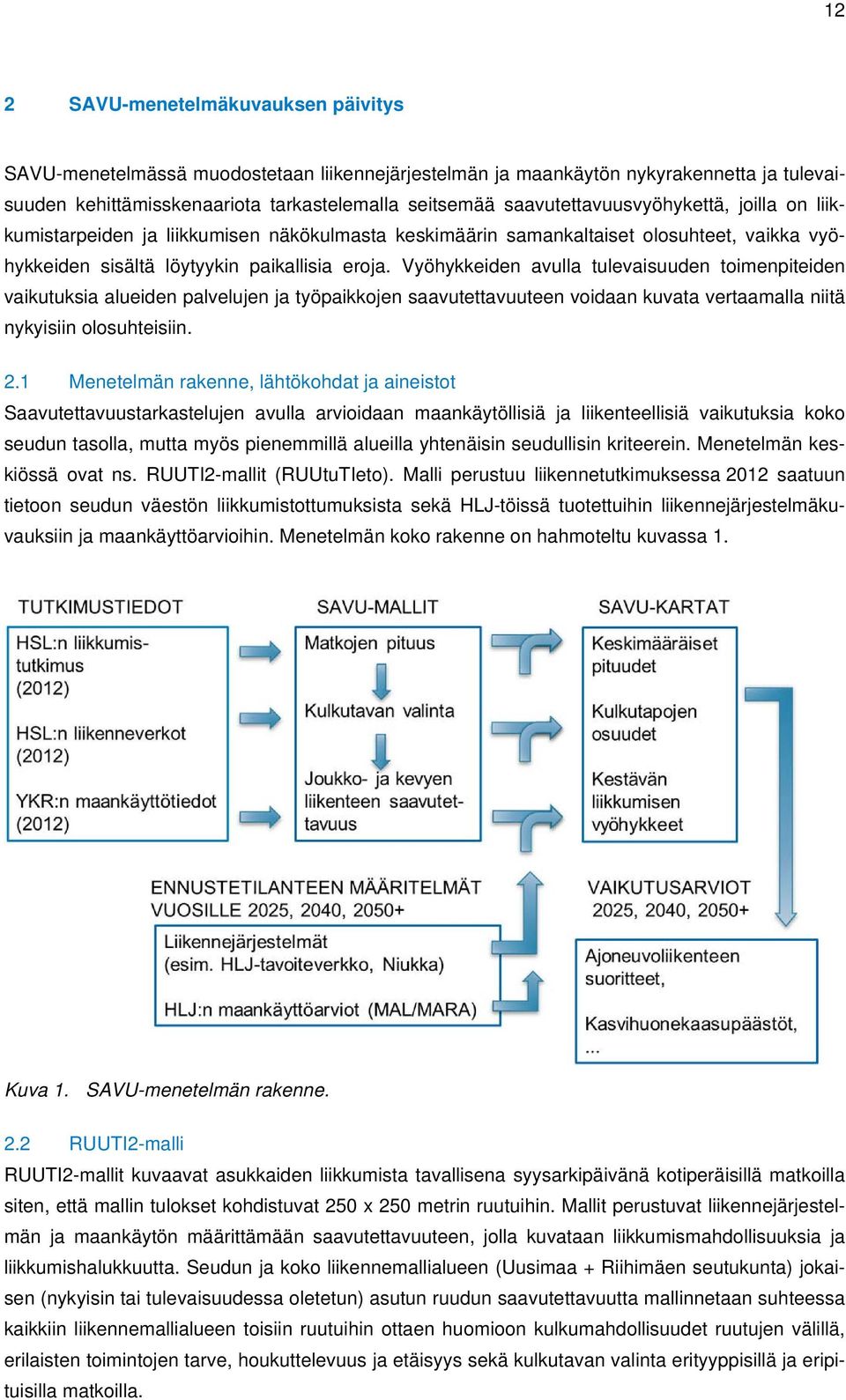 Vyöhykkeiden avulla tulevaisuuden toimenpiteiden vaikutuksia alueiden palvelujen ja työpaikkojen saavutettavuuteen voidaan kuvata vertaamalla niitä nykyisiin olosuhteisiin. 2.