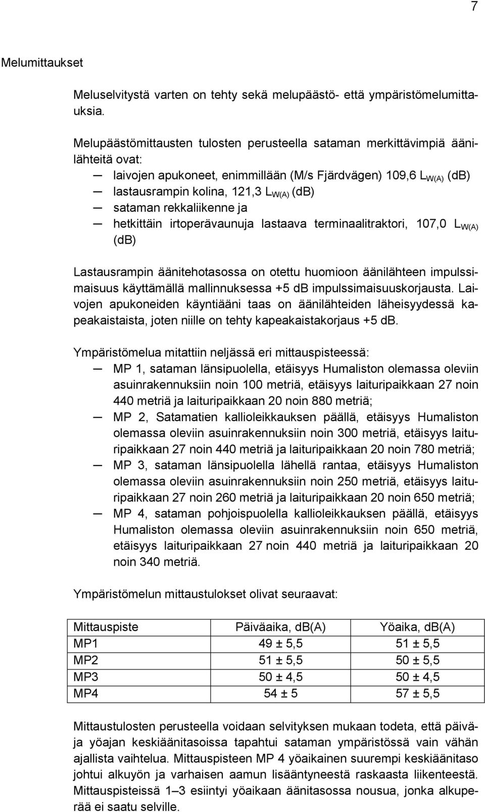 rekkaliikenne ja hetkittäin irtoperävaunuja lastaava terminaalitraktori, 107,0 L W(A) (db) Lastausrampin äänitehotasossa on otettu huomioon äänilähteen impulssimaisuus käyttämällä mallinnuksessa +5