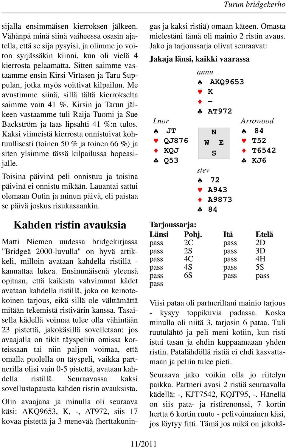 Kirsin ja Tarun jälkeen vastaamme tuli Raija Tuomi ja Sue Backström ja taas lipsahti 41 %:n tulos.