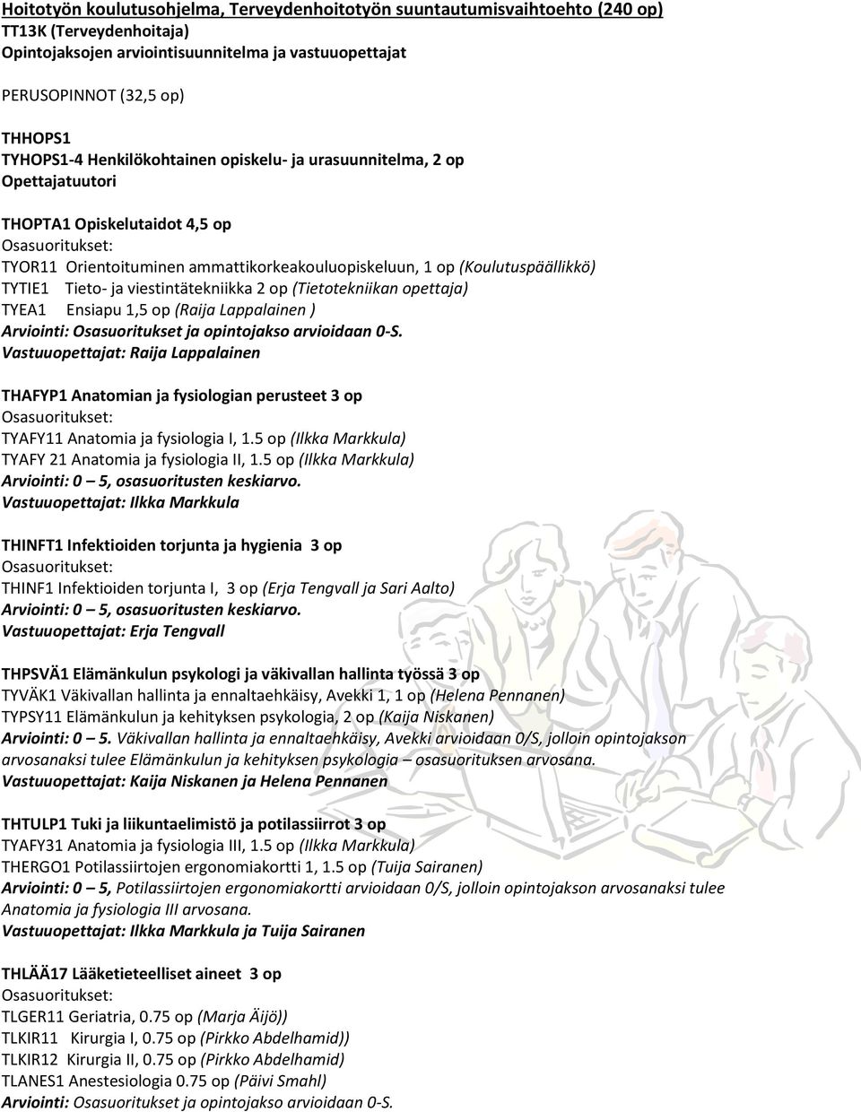 viestintätekniikka 2 op (Tietotekniikan opettaja) TYEA1 Ensiapu 1,5 op (Raija Lappalainen ) Arviointi: Osasuoritukset ja opintojakso arvioidaan 0-S.