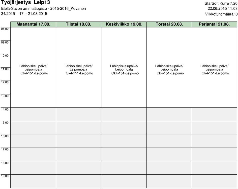 08. Keskiviikko 19.08. Torstai 20.08. Perjantai 21.08.