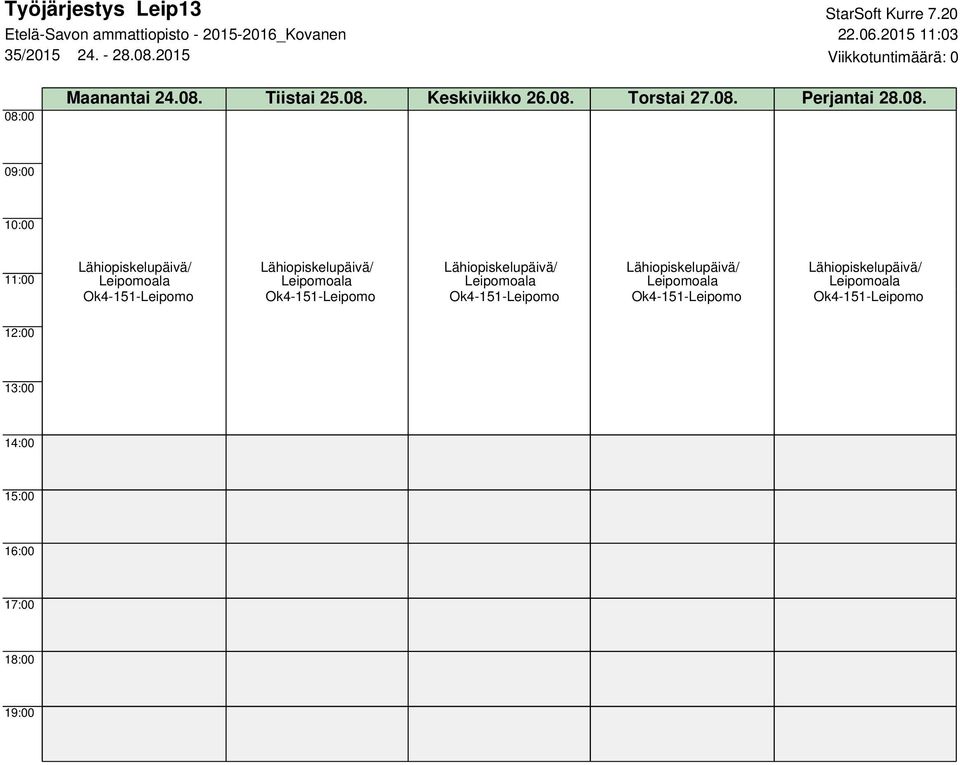 08. Keskiviikko 26.08. Torstai 27.08. Perjantai 28.08.