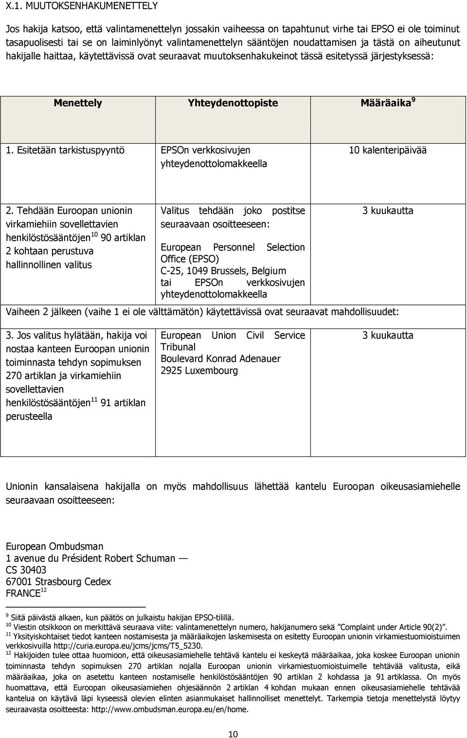 Esitetään tarkistuspyyntö EPSOn verkkosivujen yhteydenottolomakkeella 10 kalenteripäivää 2.