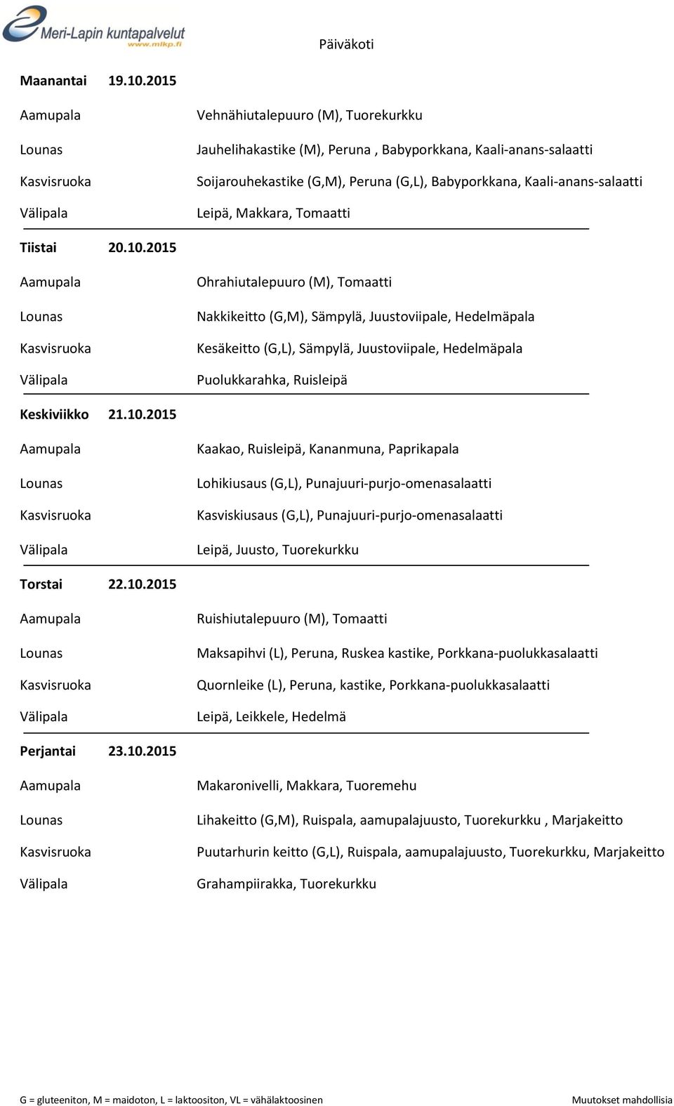Tomaatti Tiistai 20.10.