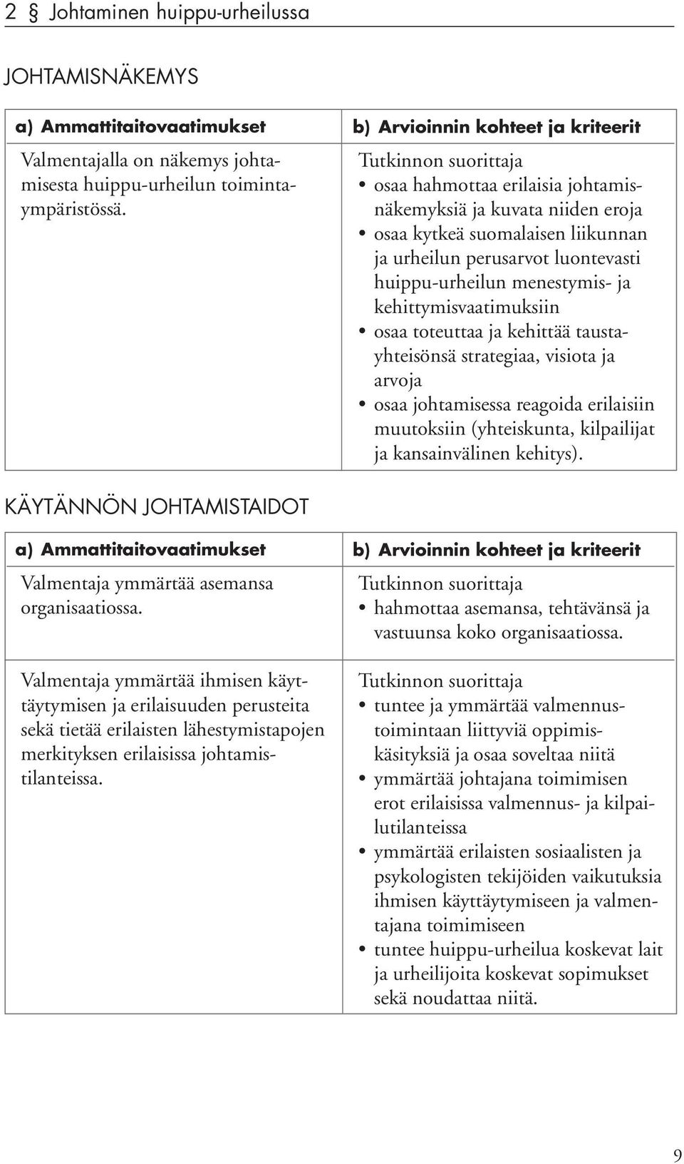 toteuttaa ja kehittää taustayhteisönsä strategiaa, visiota ja arvoja osaa johtamisessa reagoida erilaisiin muutoksiin (yhteiskunta, kilpailijat ja kansainvälinen kehitys).