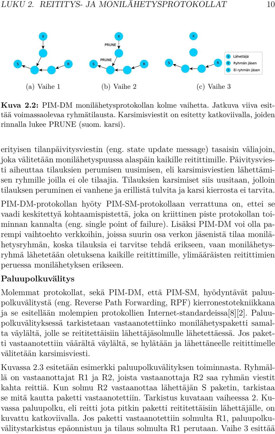 state update message) tasaisin väliajoin, joka välitetään monilähetyspuussa alaspäin kaikille reitittimille.