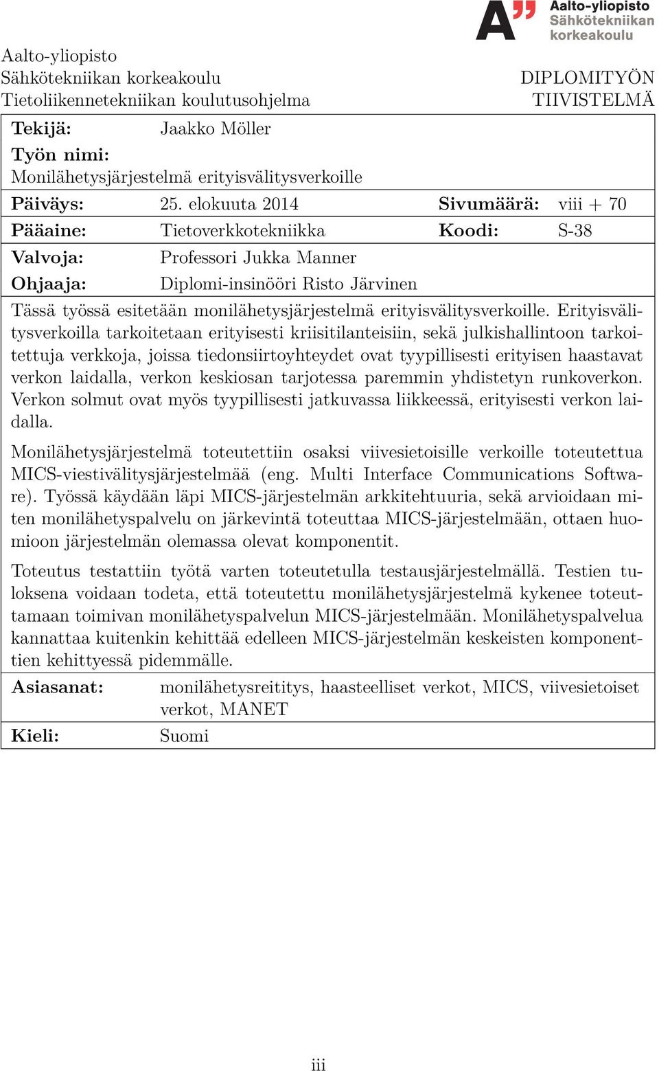 erityisvälitysverkoille.