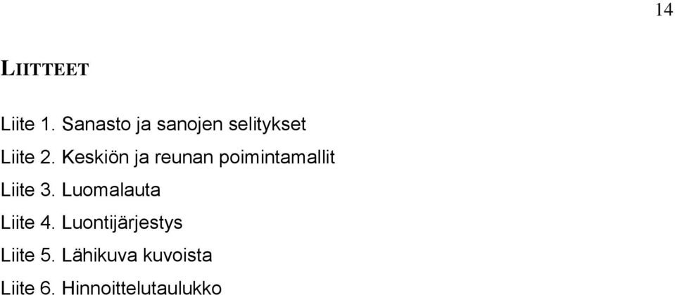 Keskiön ja reunan poimintamallit Liite 3.