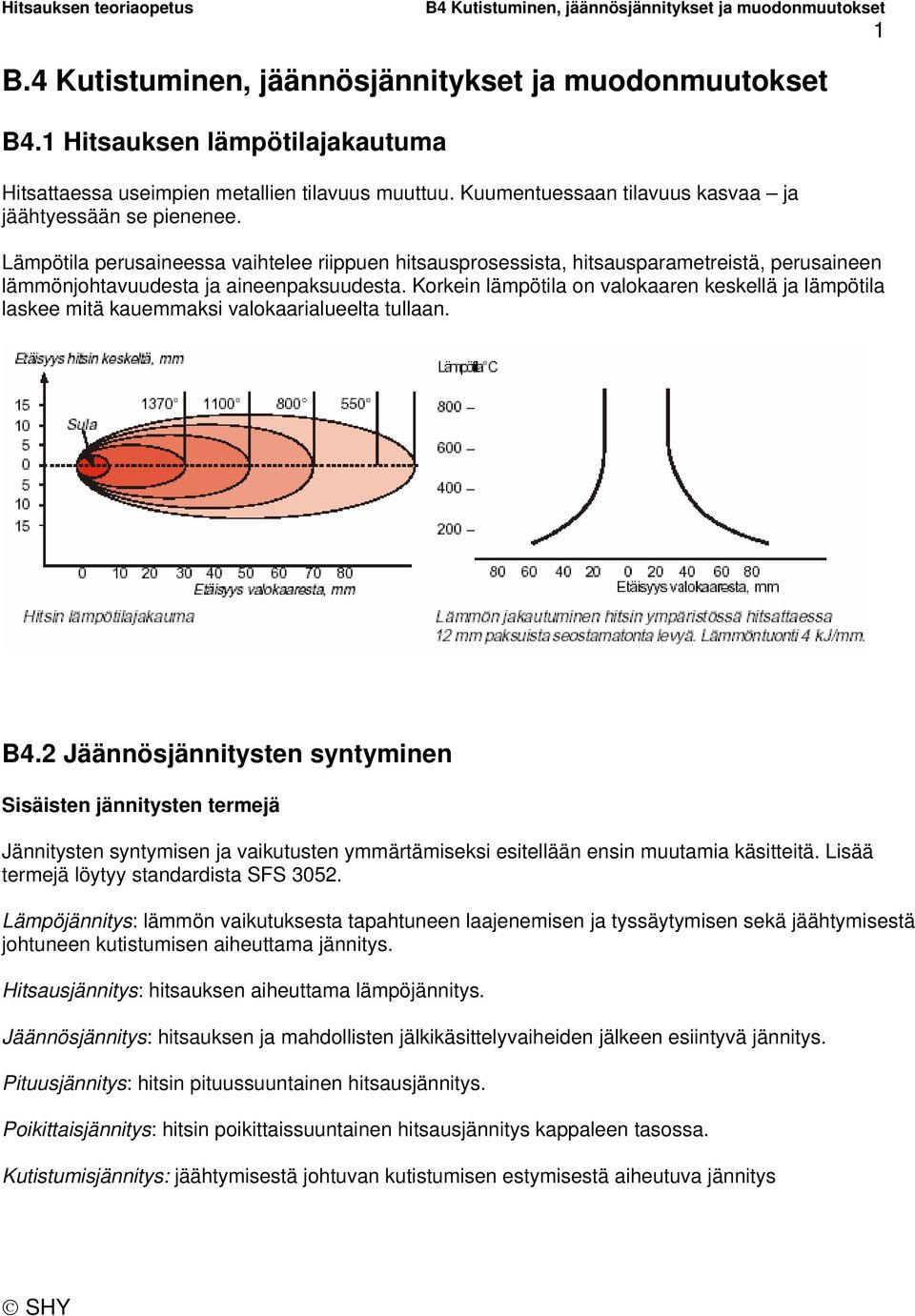Korkein lämpötila on valokaaren keskellä ja lämpötila laskee mitä kauemmaksi valokaarialueelta tullaan. B4.