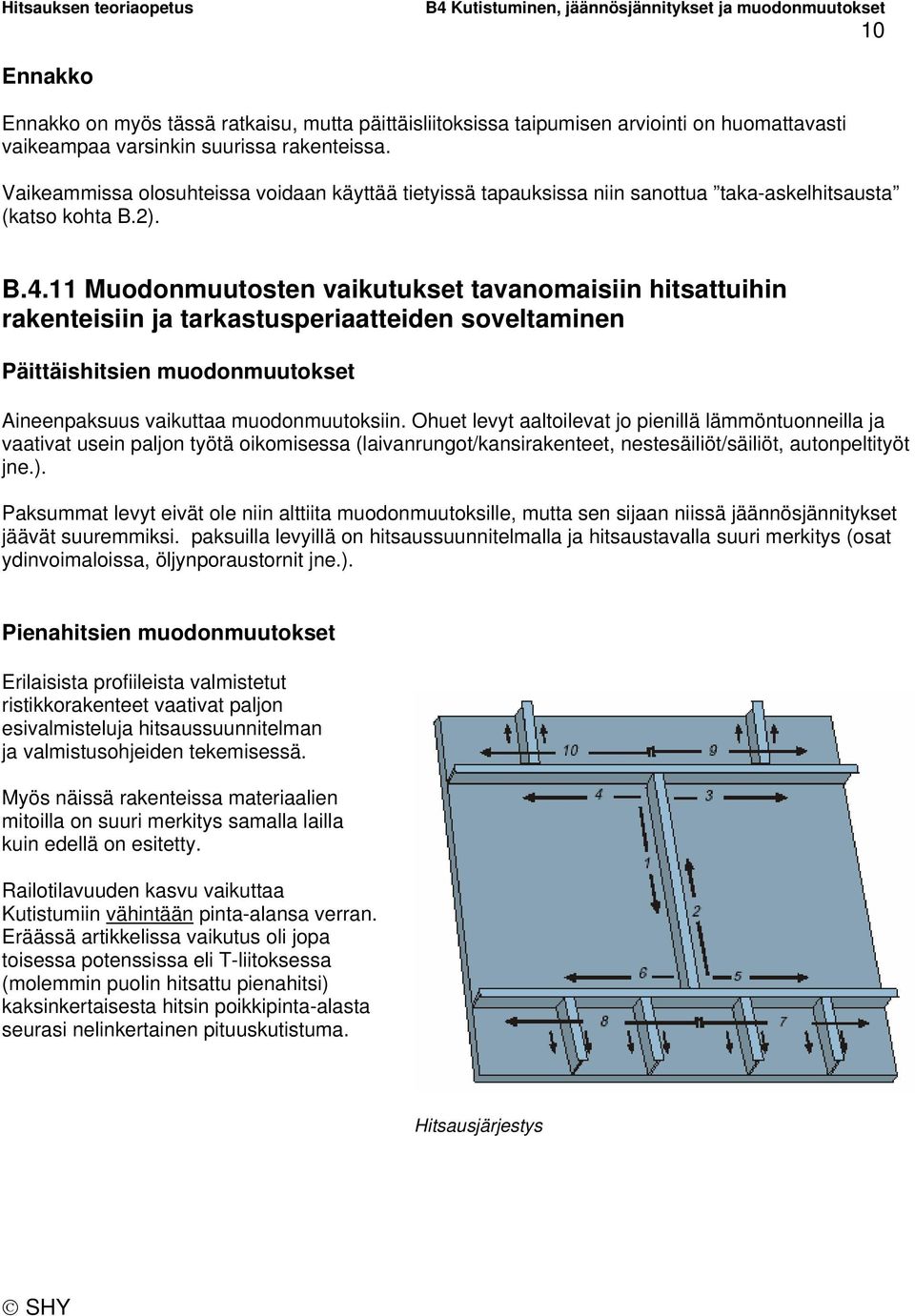 11 Muodonmuutosten vaikutukset tavanomaisiin hitsattuihin rakenteisiin ja tarkastusperiaatteiden soveltaminen Päittäishitsien muodonmuutokset Aineenpaksuus vaikuttaa muodonmuutoksiin.