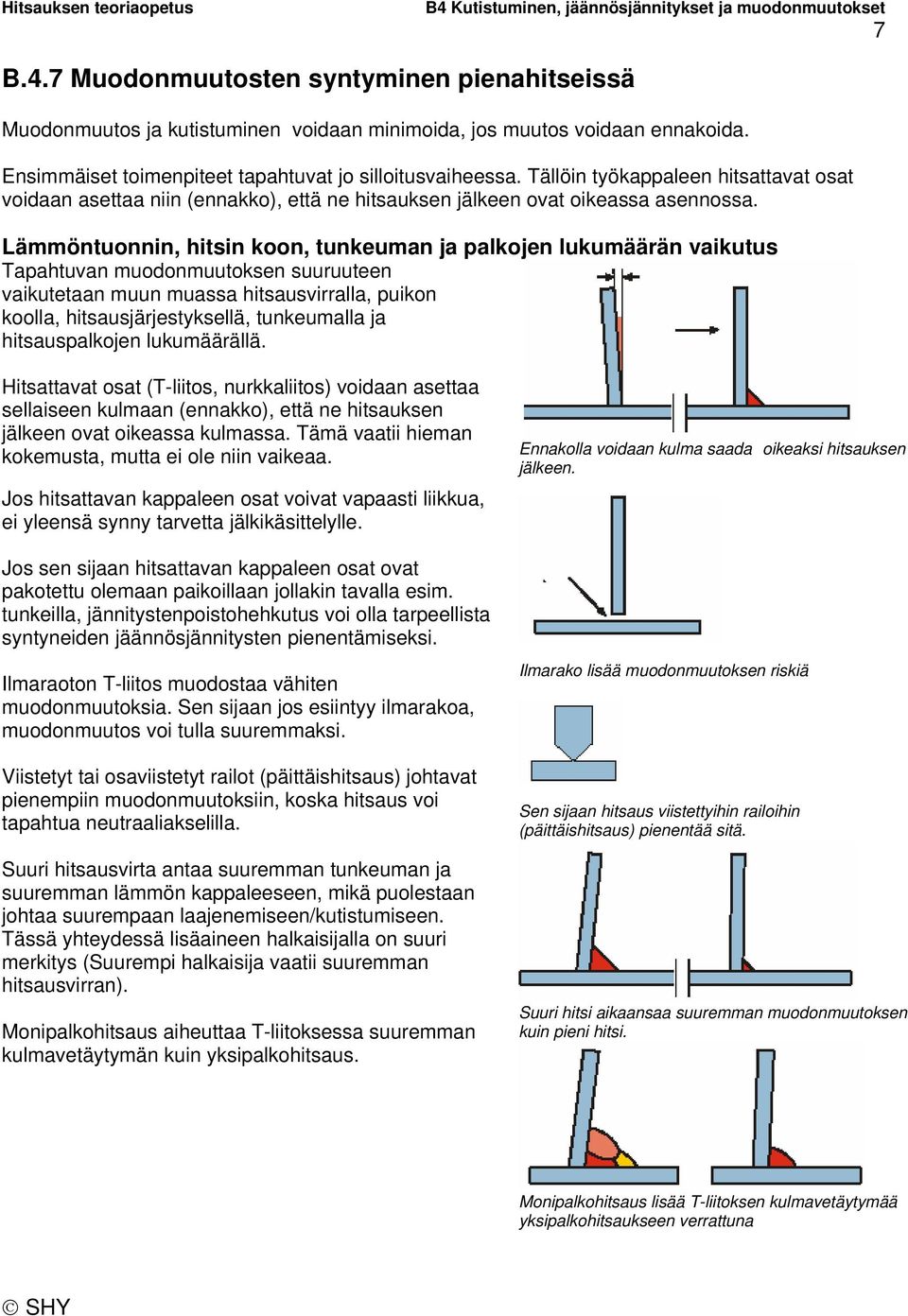 Lämmöntuonnin, hitsin koon, tunkeuman ja palkojen lukumäärän vaikutus Tapahtuvan muodonmuutoksen suuruuteen vaikutetaan muun muassa hitsausvirralla, puikon koolla, hitsausjärjestyksellä, tunkeumalla