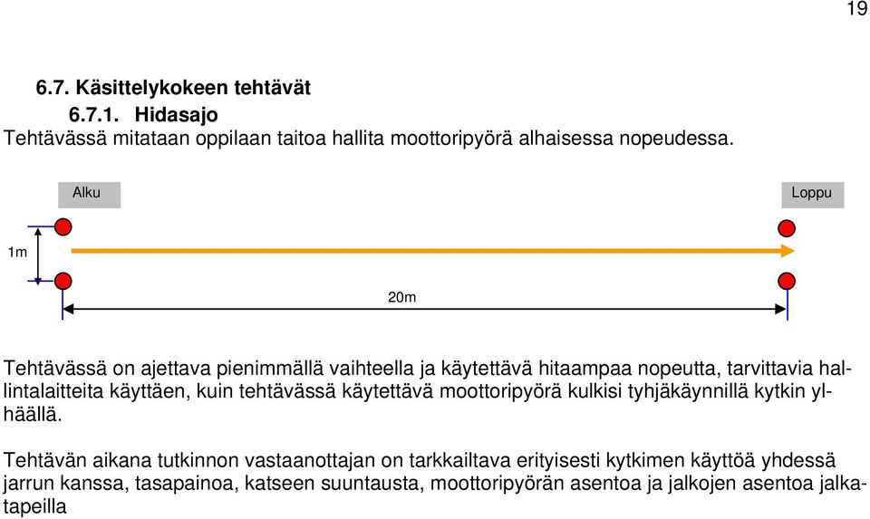 käyttäen, kuin tehtävässä käytettävä moottoripyörä kulkisi tyhjäkäynnillä kytkin ylhäällä.